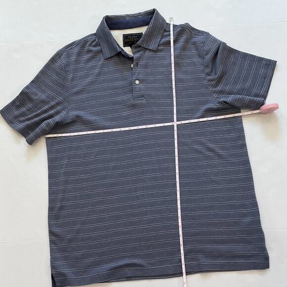 Jos. A. Bank Reserve Traditional Fit Short Sleeve Polo Shirt Blue/White Stripe M - Picture 9 of 11
